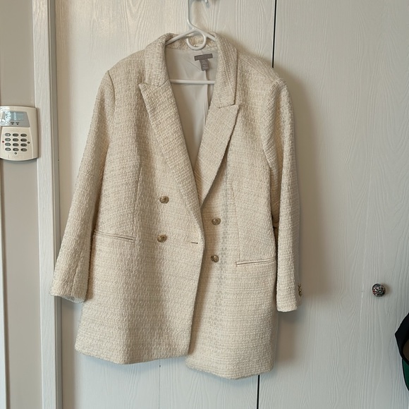 H&M cream double breasted blazer - Picture 3 of 4